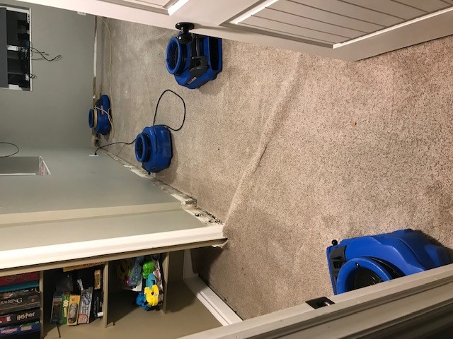 a storage area that flooded from water heater