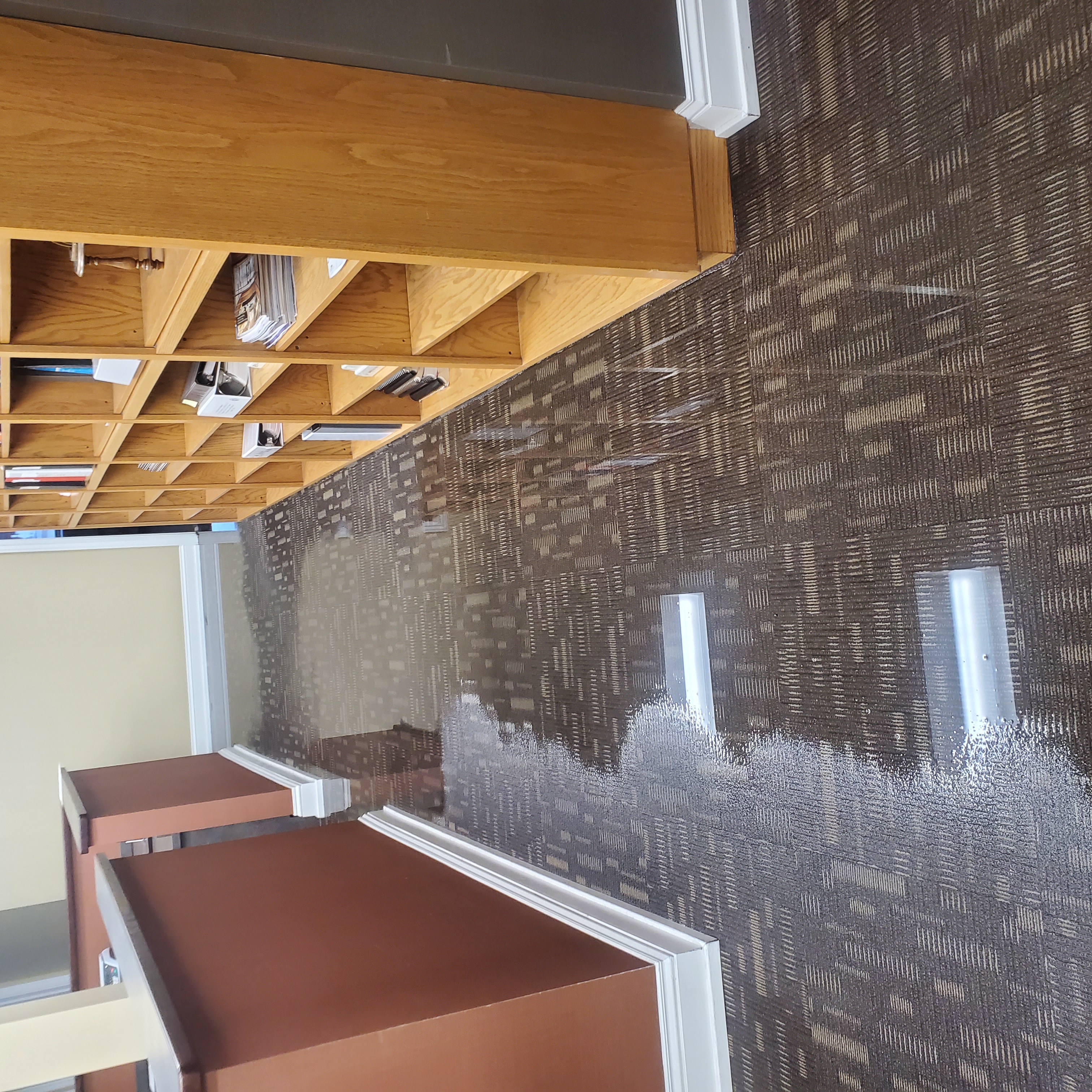 4th floor flooded carpeted area that was caused from a broken toilet water line