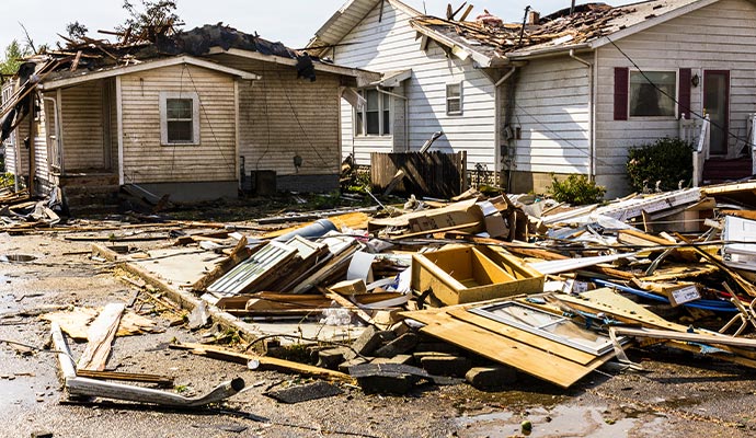 storm damaged house